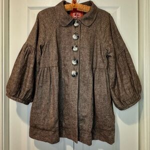 Free People Chambray Button Swing Jacket Coat Pockets – Size Small – EUC